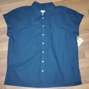 Navy blue button top